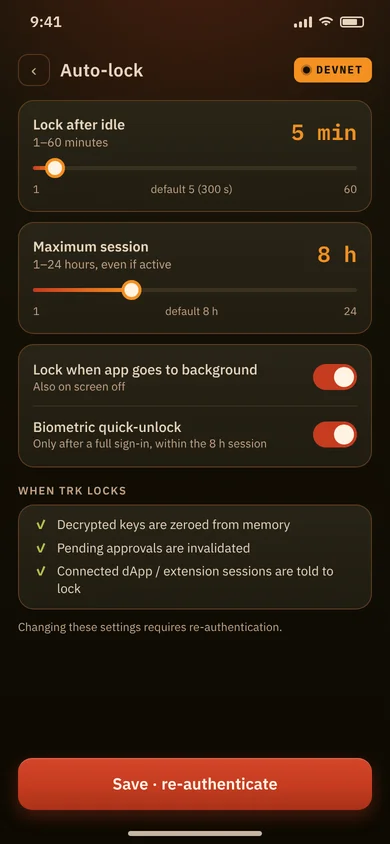 Mockup: auto-lock settings